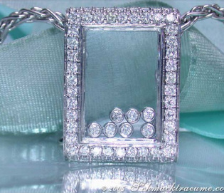 Pretty Diamond Pendant behind Glass