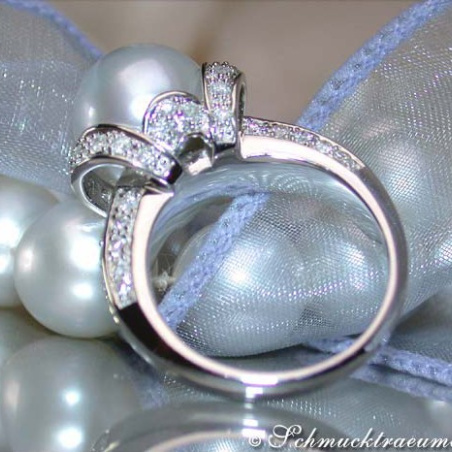 Südseeperle Ring mit Brillanten in Weißgold