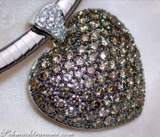 Huge Natural Brown Diamond Heart Pendant