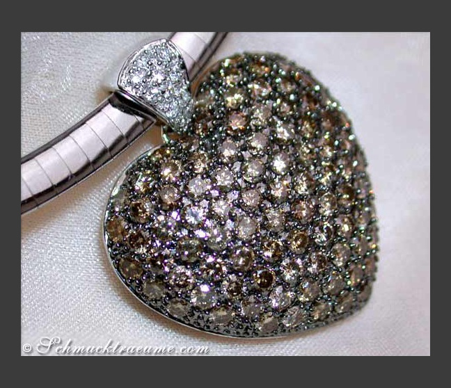 Huge Natural Brown Diamond Heart Pendant