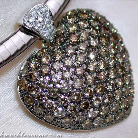 Huge Natural Brown Diamond Heart Pendant