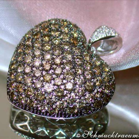 Huge Natural Brown Diamond Heart Pendant