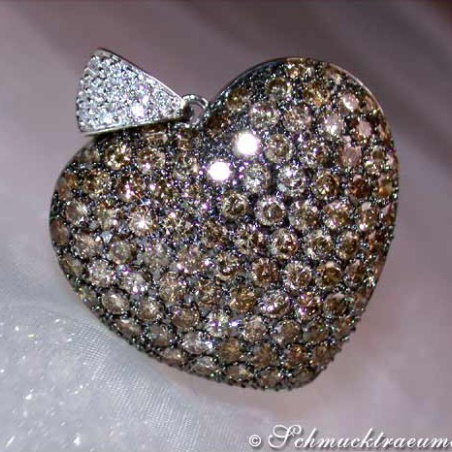 Huge Natural Brown Diamond Heart Pendant
