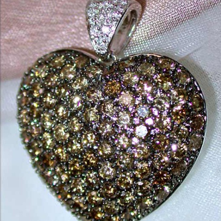 Huge Natural Brown Diamond Heart Pendant