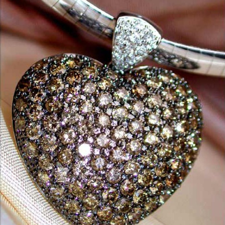 Huge Natural Brown Diamond Heart Pendant