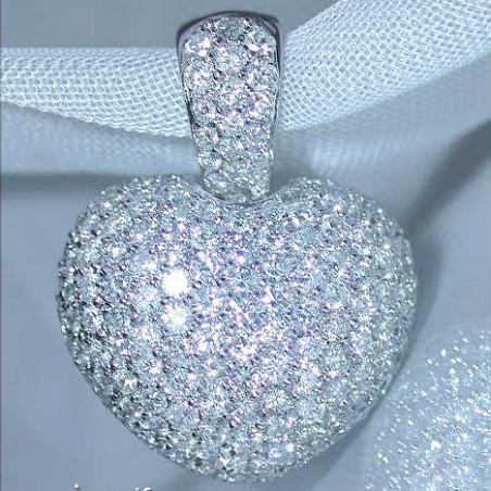 Timeless Diamond Heart Pendant in White gold