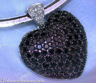 Huge Black Diamond Heart Pendant