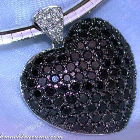 Huge Black Diamond Heart Pendant
