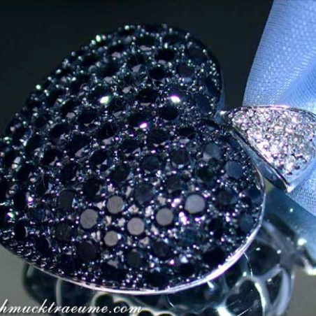 Huge Black Diamond Heart Pendant