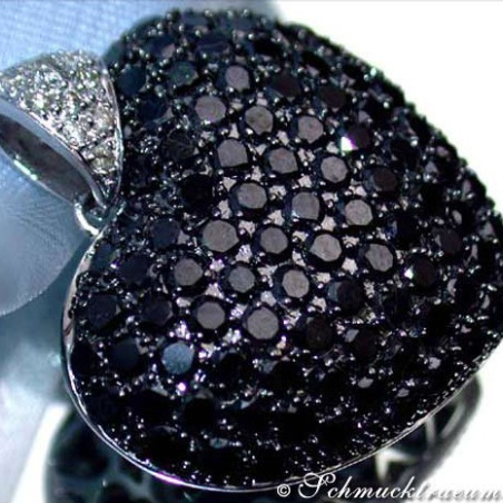 Huge Black Diamond Heart Pendant
