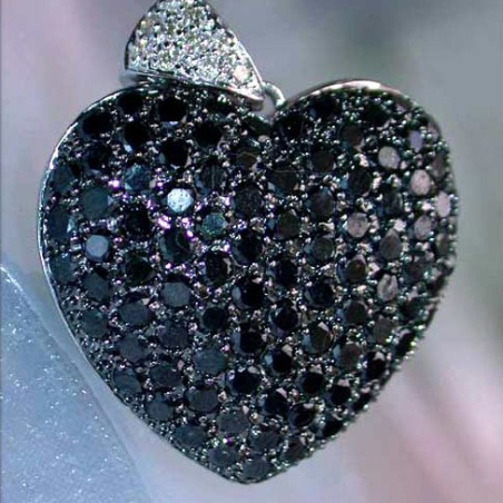 Huge Black Diamond Heart Pendant