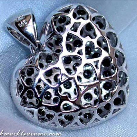 Huge Black Diamond Heart Pendant