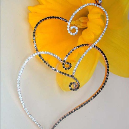 Extra large Black & White Diamond Heart Pendant