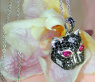 Unique Panther Head Pendant with Black Diamonds