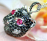 Unique Panther Head Pendant with Black Diamonds
