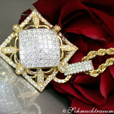 Exquisite Princess Cut Diamond Pendant