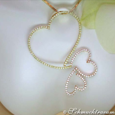 Fantastic Heart Pendant with White & Yellow Diamonds