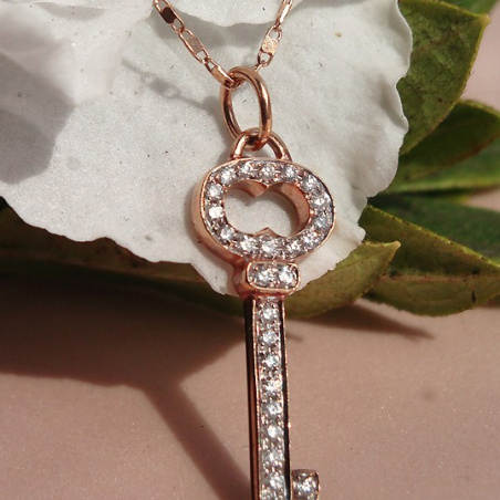 Delicate Diamond Key Pendant