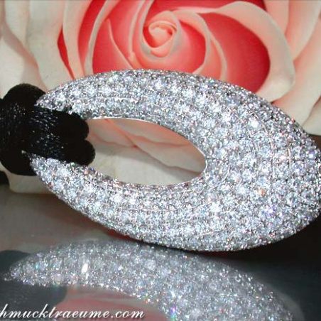 Opulent Diamond Donut Pendant on a Satin Cord
