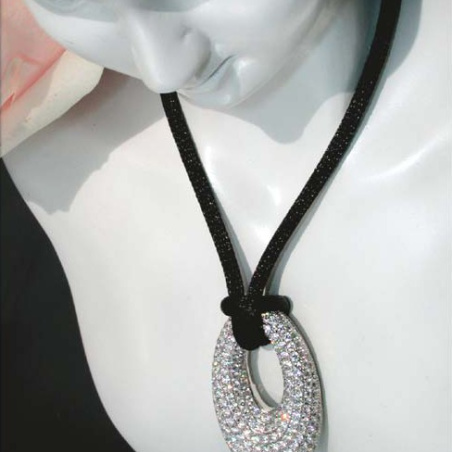 Opulent Diamond Donut Pendant on a Satin Cord