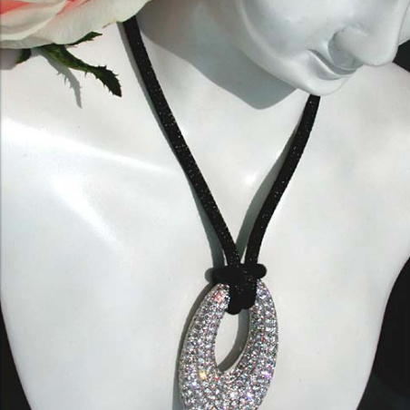 Opulent Diamond Donut Pendant on a Satin Cord