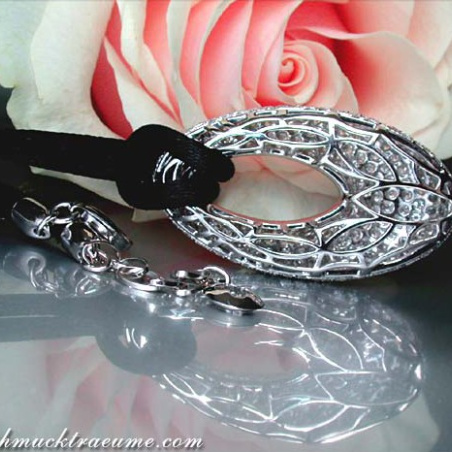 Opulent Diamond Donut Pendant on a Satin Cord