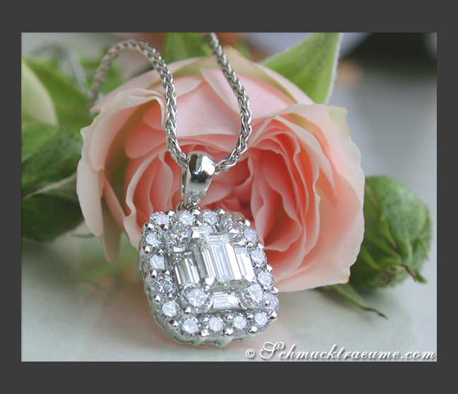 Exquisite Baguette & Brilliant Cut Diamond Pendant