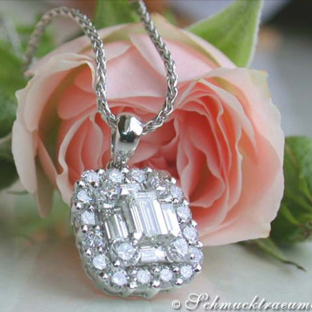 Exquisite Baguette & Brilliant Cut Diamond Pendant