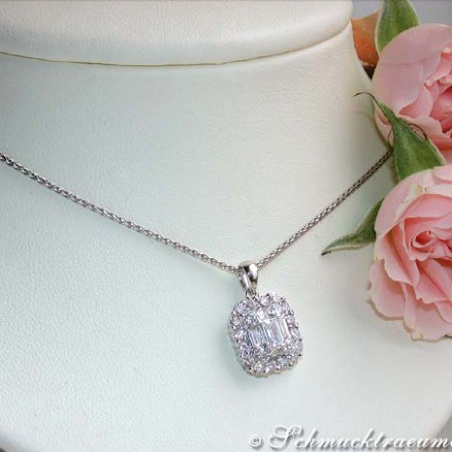 Exquisite Baguette & Brilliant Cut Diamond Pendant