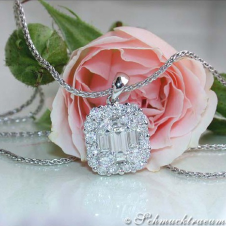 Exquisite Baguette & Brilliant Cut Diamond Pendant