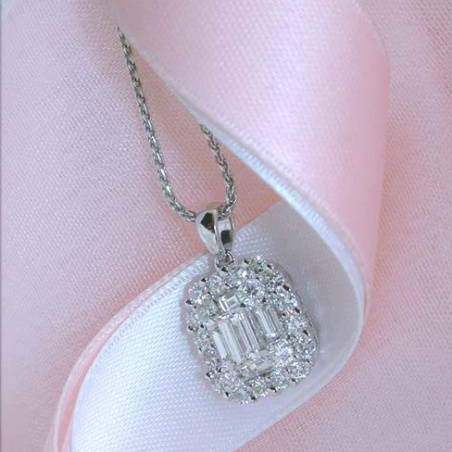 Exquisite Baguette & Brilliant Cut Diamond Pendant