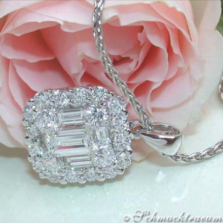Exquisite Baguette & Brilliant Cut Diamond Pendant