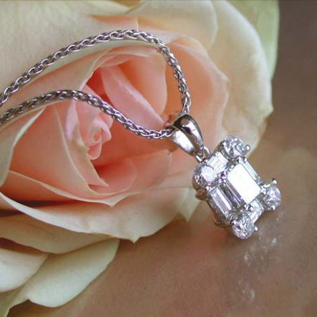 Exquisite Diamond Square Pendant