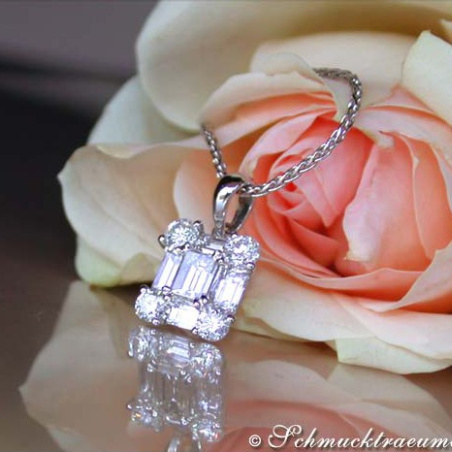 Exquisite Diamond Square Pendant