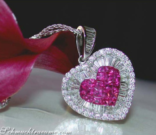 Unique Ruby Heart Pendant with Diamonds