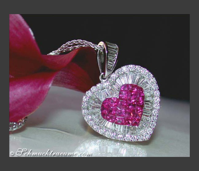 Unique Ruby Heart Pendant with Diamonds Unique Ruby Heart Pendant with Diamonds
