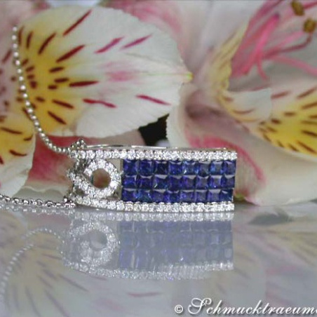 Beautiful Sapphire Pendant with Diamonds