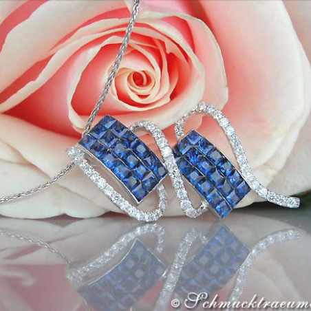 Beautiful Ceylon Sapphire Pendant with Diamonds