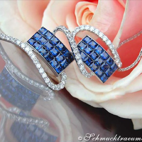 Beautiful Ceylon Sapphire Pendant with Diamonds