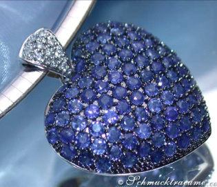 Precious Sapphire Diamond Heart Pendant