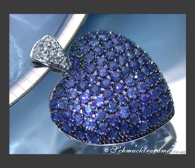 Precious Sapphire Diamond Heart Pendant Precious Sapphire Diamond Heart Pendant