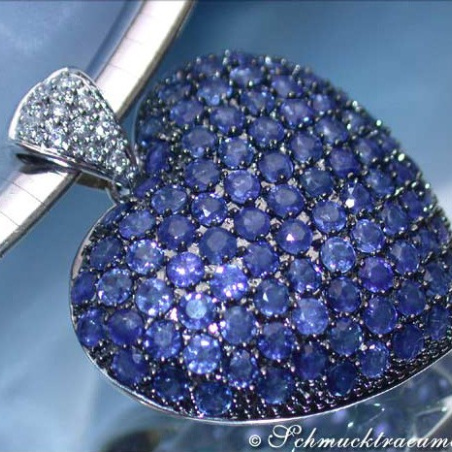Precious Sapphire Diamond Heart Pendant