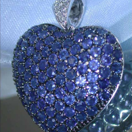 Precious Sapphire Diamond Heart Pendant