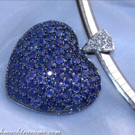 Precious Sapphire Diamond Heart Pendant