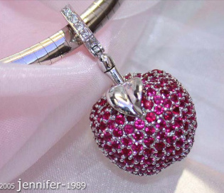 Fabulous Ruby Apple Pendant with Diamonds