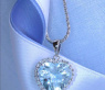 Delicate Aquamarine Heart Pendant with Diamonds