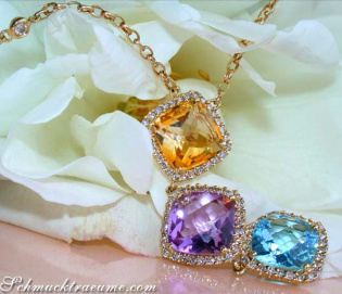 Stunning Multicolor Gemstone Necklace with Diamonds
