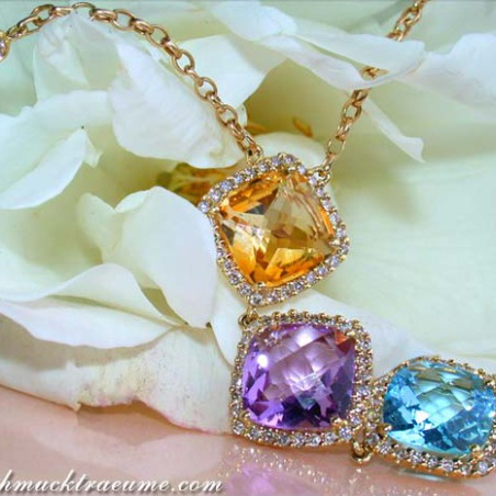 Stunning Multicolor Gemstone Necklace with Diamonds
