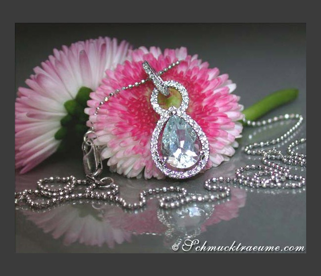 Delicate Aquamarine Teardrop Pendant with Diamonds Delicate Aquamarine Teardrop Pendant with Diamonds