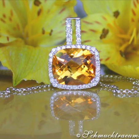 Citrin Anhänger mit Brillanten